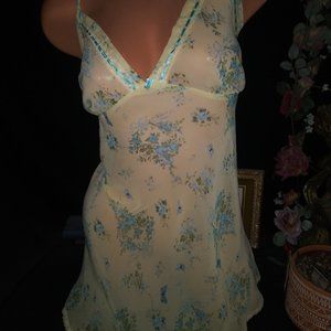 Satin Sun Shiny Yellow Sheer Tissue Sheer See Thought Nightie Baby Doll Gown 2X
